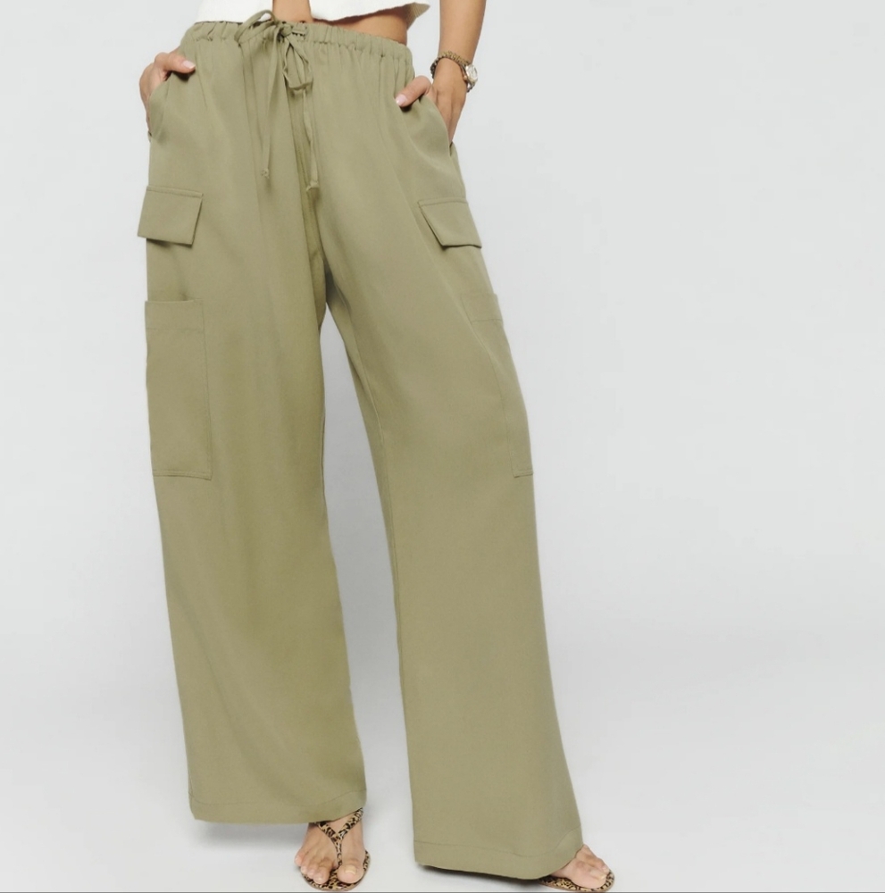 Reformation Ethan Twill Pant Olive Oil - Size L. NWOT